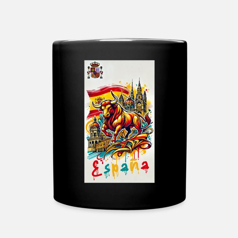 Taureau de l'Espagne Drapeau de l'Espagne - Mug uni - noir