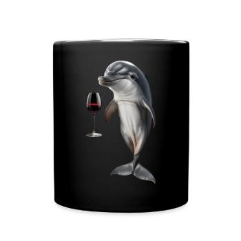 Delfin Wein - Tasse einfarbig - Schwarz - Vorne