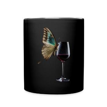 Schmetterling Wein - Tasse einfarbig - Schwarz - Vorne