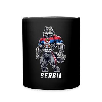 Serbien Wolf Bodybuilding Design - Tasse einfarbig - Schwarz - Vorne