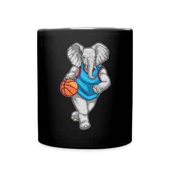 Elefant Basketballspieler Basketball - Tasse einfarbig - Schwarz - Vorne