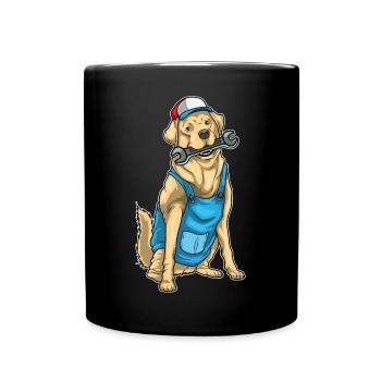 Labrador Mechanic Wrench Workshop - Full Colour Mug - black - Front