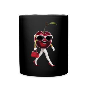 Frauen Kirsche - Tasse einfarbig - Schwarz - Vorne