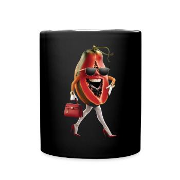 Frauen Papaya - Tasse einfarbig - Schwarz - Vorne