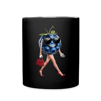 Frauen Heidelbeere - Tasse einfarbig - Schwarz - Vorne