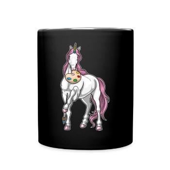 Peintre licorne peinture au pinceau - Mug uni - noir - Devant