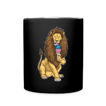 Löwe Waffeleis - Tasse einfarbig - Schwarz - Vorne