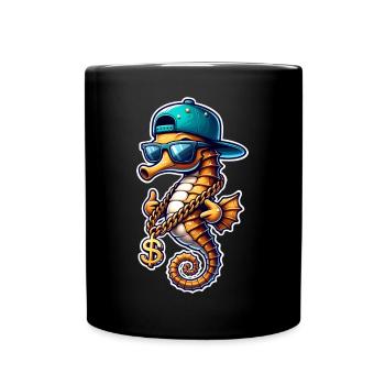 Seepferd Seepferdchen - Tasse einfarbig - Schwarz - Vorne