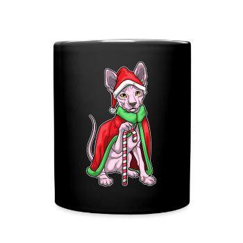 Sphynx Cat Canne de Noël - Mug uni - noir - Devant