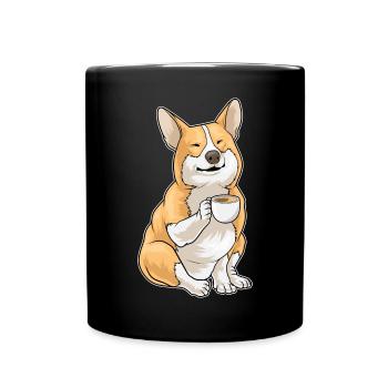 Tasse à café Corgi - Mug uni - noir - Devant