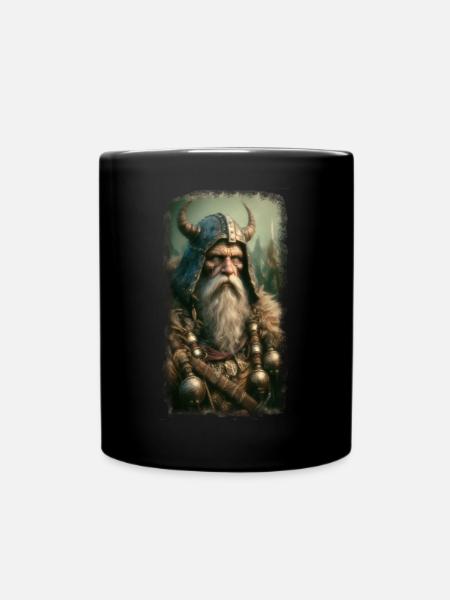 Mythischer Wikingerkrieger mit Hornhelm - Tasse einfarbig - Schwarz