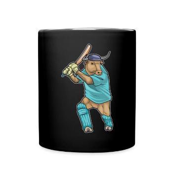 Bull Cricket Cricket Bat - Full Colour Mug - black - Front