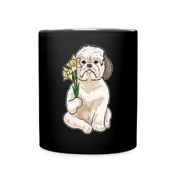 Shih Tzu Narzisse - Tasse einfarbig - Schwarz - Vorne