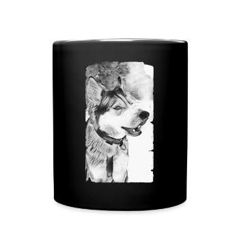 Husky Chien Noir Blanc - Mug uni - noir - Devant