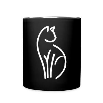 Katze - Tasse einfarbig - Schwarz - Vorne