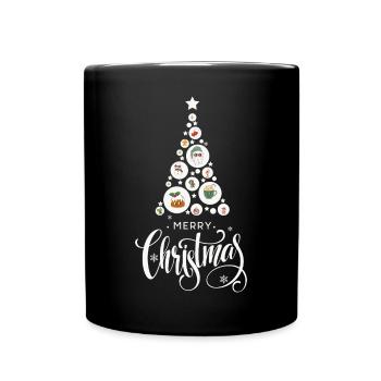 Festlicher Weihnachtsbaum mit Süßigkeiten - Tasse einfarbig - Schwarz - Vorne