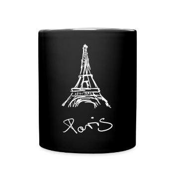 Minimalistische Pariser Eiffelturm-Illustration - Tasse einfarbig - Schwarz - Vorne