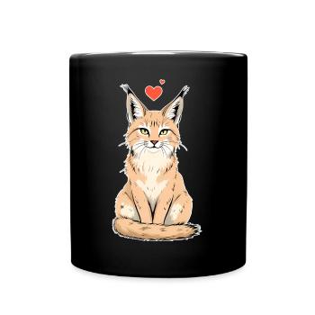 Lynx avec cœur – Sauvage et affectueux - Mug uni - noir - Devant