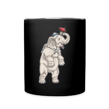 Elefant Seemann Seemansmütze - Tasse einfarbig - Schwarz - Vorne