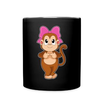 Affe Haarschleife - Tasse einfarbig - Schwarz - Vorne
