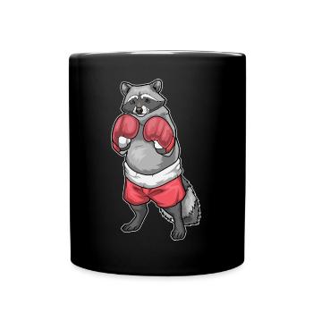Raccoon Boxer Boxing Gloves Boxing - Full Colour Mug - black - Front