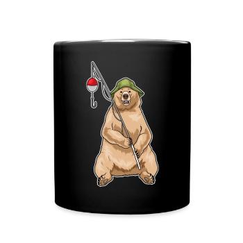 Canne à pêche Bear Angler Canne à pêche - Mug uni - noir - Devant