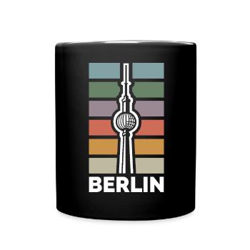 Berlin TV Tower - retro city icon - Full Colour Mug - black - Front