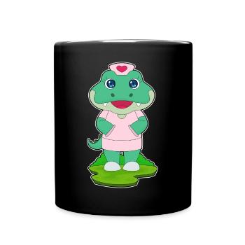 Krokodil Krankenschwester - Tasse einfarbig - Schwarz - Vorne