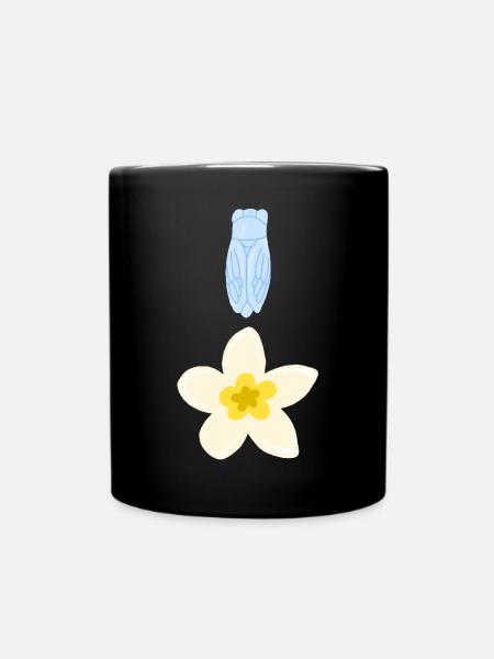 Cicada and Flower - Southern Summer Design - Full Colour Mug - black