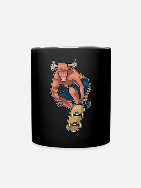 Stier Skater Skateboard - Tasse einfarbig - Schwarz