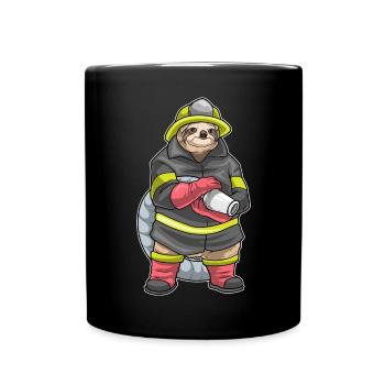 Faultier Feuerwehrmann Feuerwehrschlauch Feuerwehr - Tasse einfarbig - Schwarz - Vorne