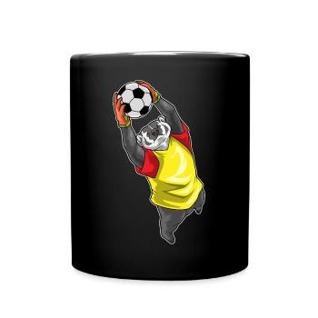 Dachs Torwart Fußball - Tasse einfarbig - Schwarz - Vorne