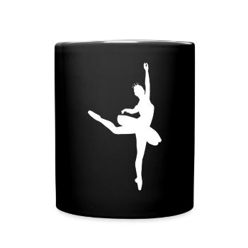 Minimalist ballet silhouette ballerina women - Full Colour Mug - black - Front