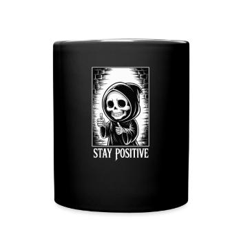 Grim Reaper Pouces levés Rester positif Humour - Mug uni - noir - Devant