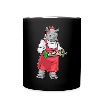 Nashorn Weihnachten Backen - Tasse einfarbig - Schwarz - Vorne