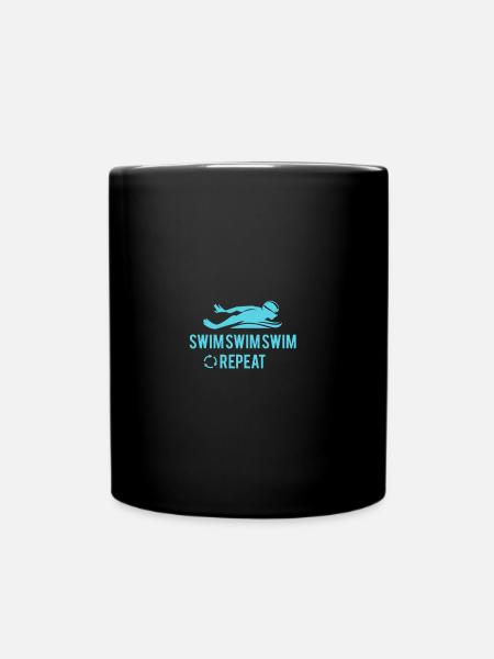 Schwimmer Shirt · Swim Swim Swim Repeat · Geschenk - Tasse einfarbig - Schwarz