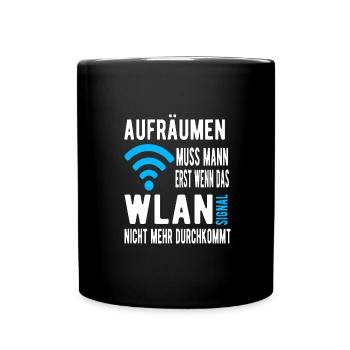 Wlan Signal Aufräumen - Tasse einfarbig - Schwarz - Vorne
