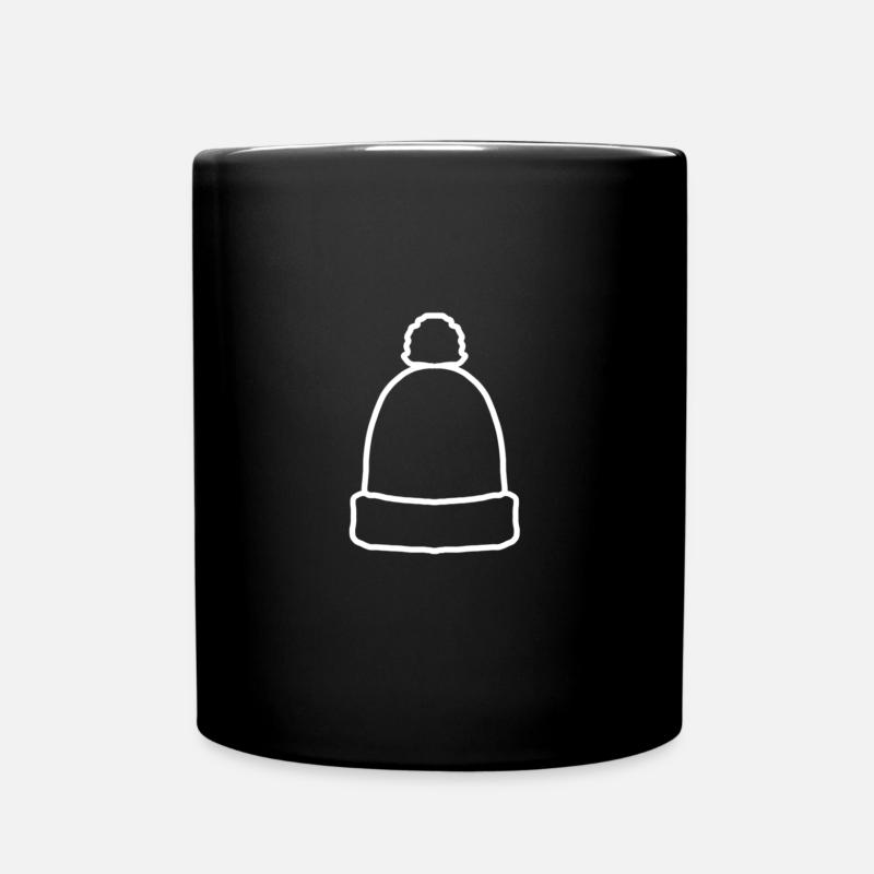 Beanie, cap, head, head, bobble hat - Full Colour Mug - black