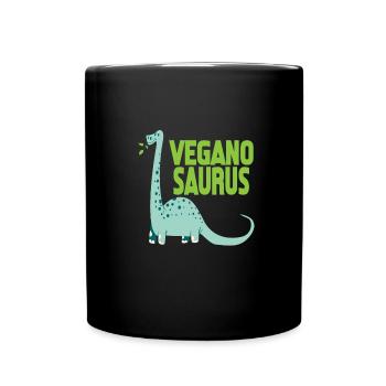 Vegano Saurus Vegan Dinosaurs Vegan Diet - Full Colour Mug - black - Front