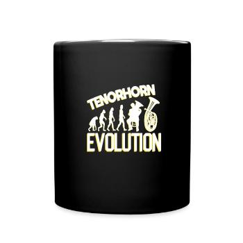 Tenor horn brass instrument musical instrument - Full Colour Mug - black - Front