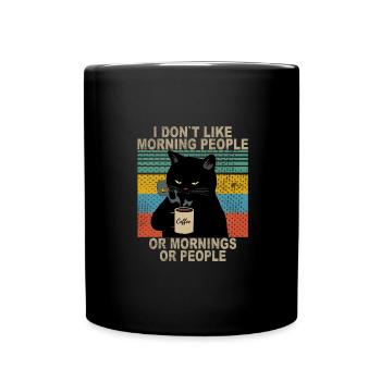 Funny morning muffle cats coffee design - Full Colour Mug - black - Front