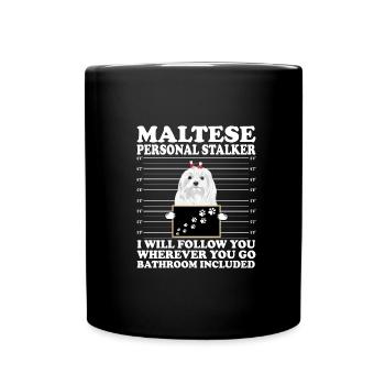 Maletese Maltese Dog Dog Motif - Full Colour Mug - black - Front
