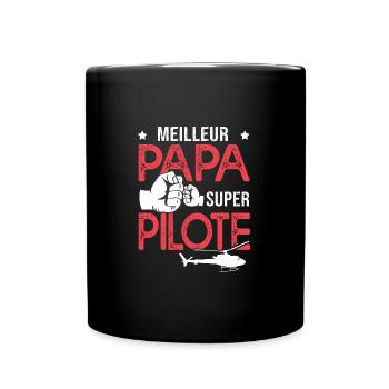 Cadeau papa meilleur papa pilote de hélicoptère - Mug uni - noir - Devant