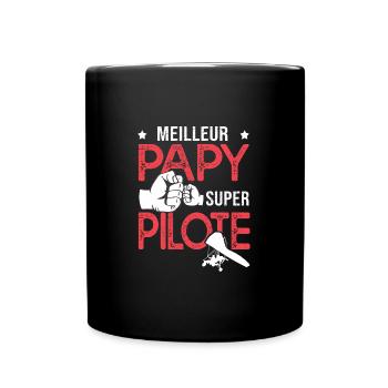 Cadeau papy meilleur papy pilote de ULM - Mug uni - noir - Devant