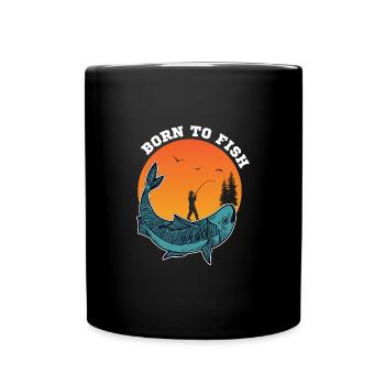 Angel Fishing Angler Born to Fish Fishing - Full Colour Mug - black - Front
