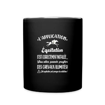 L'application équitation t-shirt cheval humour - Mug uni - noir - Devant