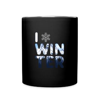 J’aime l’hiver, la neige, le froid et le bonhomme de neige - Mug uni - noir - Devant