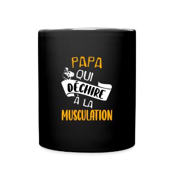 Papa musculation humoristique idée cadeau drôle - Mug uni - noir - Devant