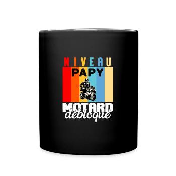 Niveau papy motard débloqué grand-père motard - Mug uni - noir - Devant