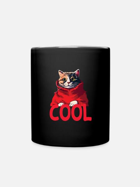 Cool Katze - Cool Cat - Tasse einfarbig - Schwarz